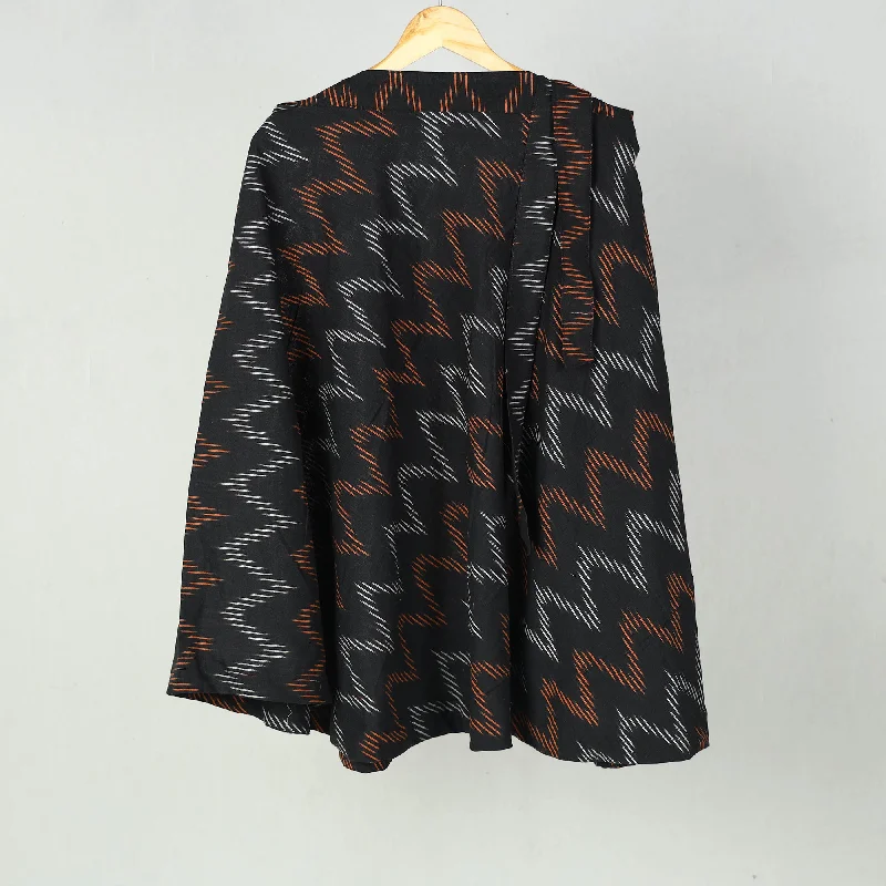 Black - Wrap Around Cotton Pochampally Ikat Skirt 12